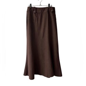 Y2K Dressbarn Brown Maxi Skirt Size 8 Flared A-Line Stretch 36” Altered Waist?